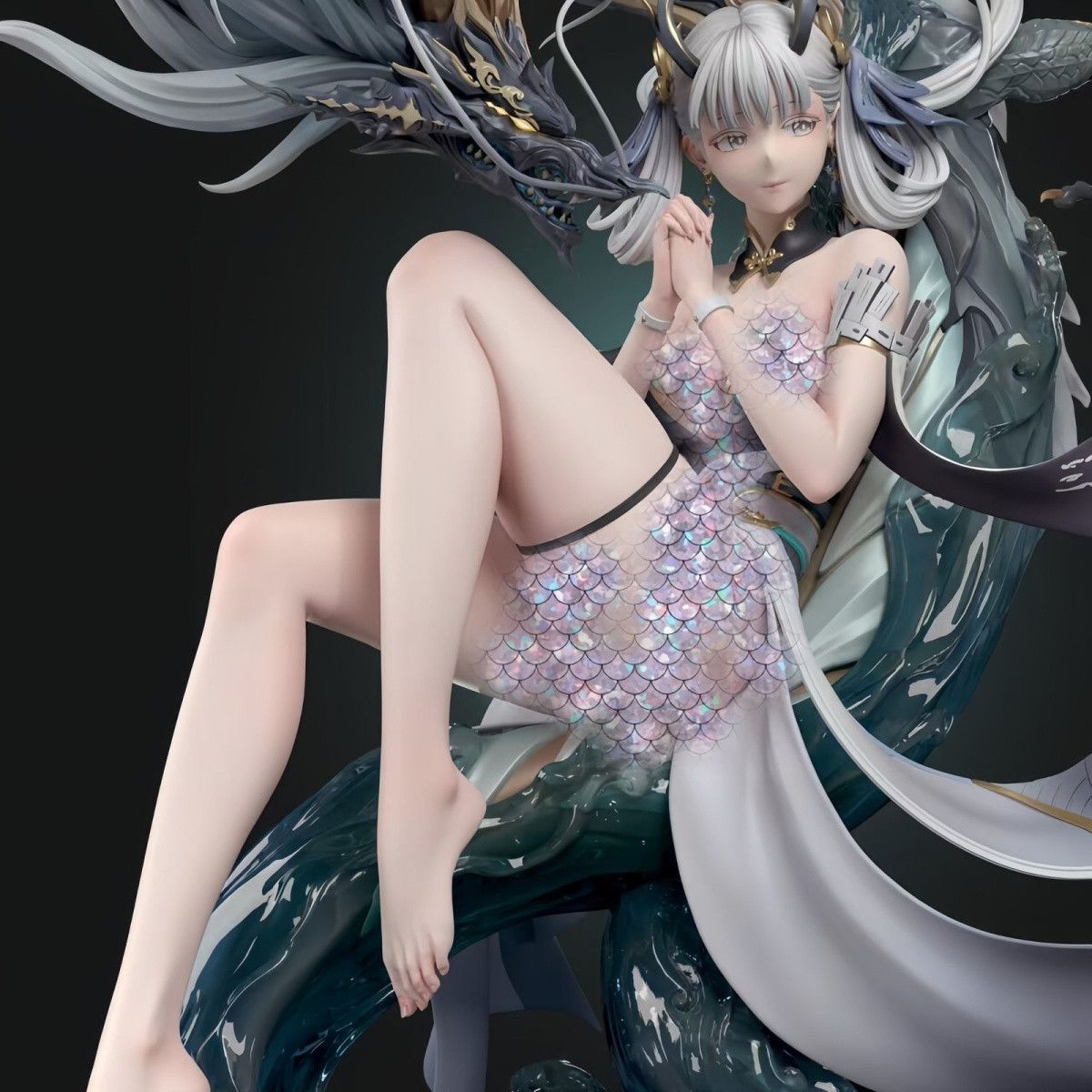 龍姫 白髪竜娘 鱗衣 Ver. GK 塗装完成品 フィギュア 竜情景台座付き 6,307円
