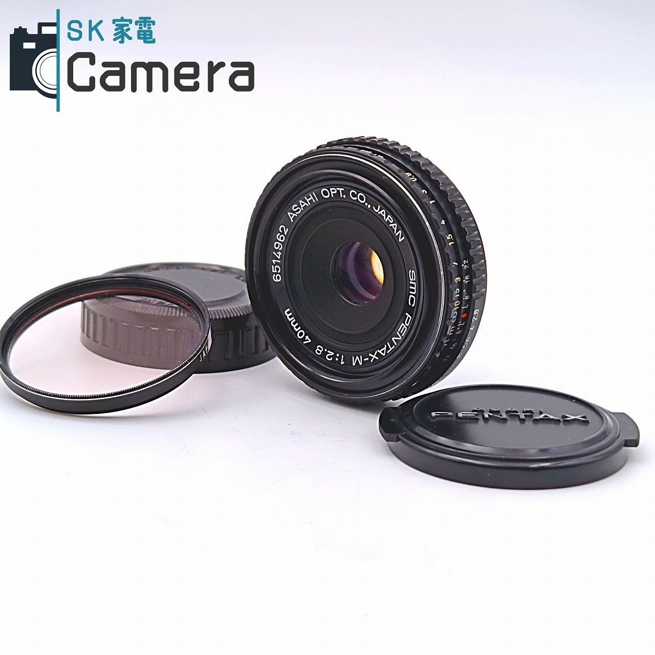 【中古】 PENTAX SMC PENTAX-M 40ｍｍ F2.8 Kマウント ペンタックス キャップ フィルター付