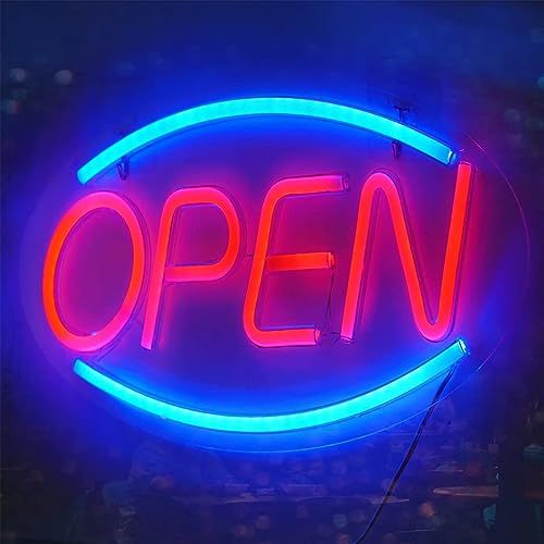 【LEISURE CLUB】ネオンライト OPEN サイン LED ネオンライト 看板 オープンインテリア 部屋の装飾 雰囲気作り 店舗の装飾 レストラン 喫茶店 居酒屋 バー USB スイッチ 42cm*22.6cm (レッド&ブルー) 国内発送