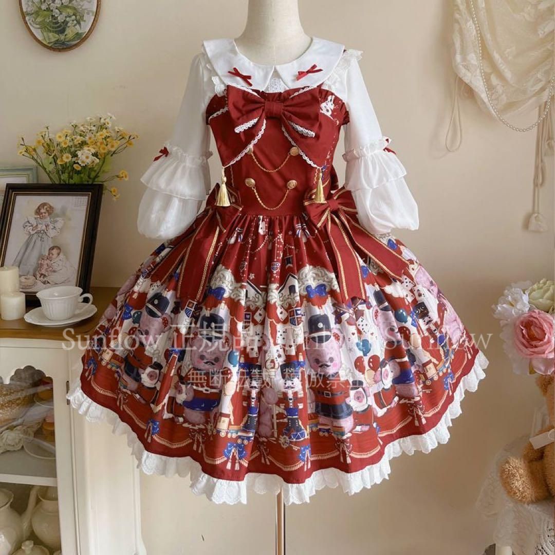 再入荷 人気商品★【熊ジャズ】ゴスロリロリータドレスロリィタ　jskサスペンダードレス　赤 9,492円