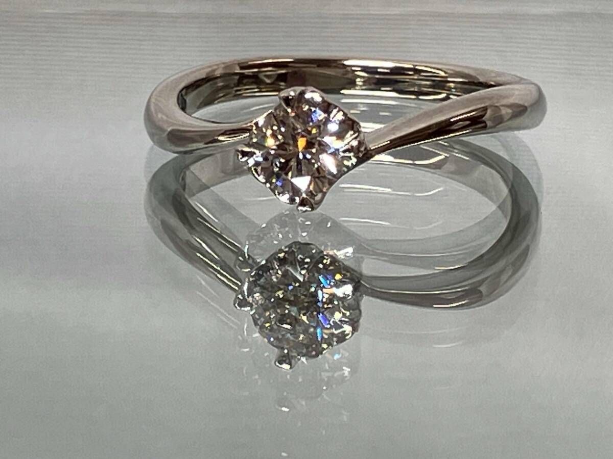 【新品仕上済み 】【鑑定書付き】【極美品】 Pt900（総3.8g） 12号／ダイヤモンド0.31ct リング
