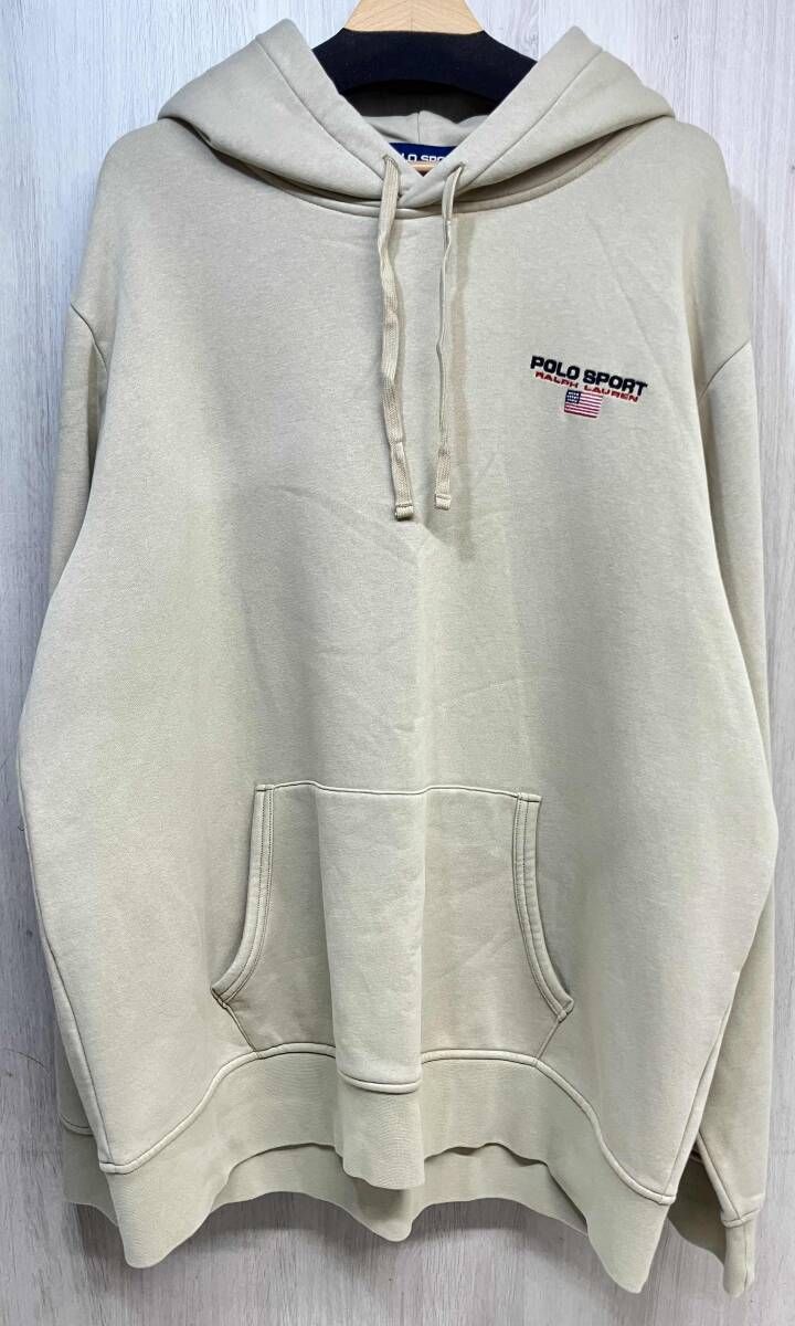 POLO SPORTS RALPH LAUREN ポロ スポーツ ラルフローレン パーカー トレーナー アームロゴ ベージュ XXL メンズ