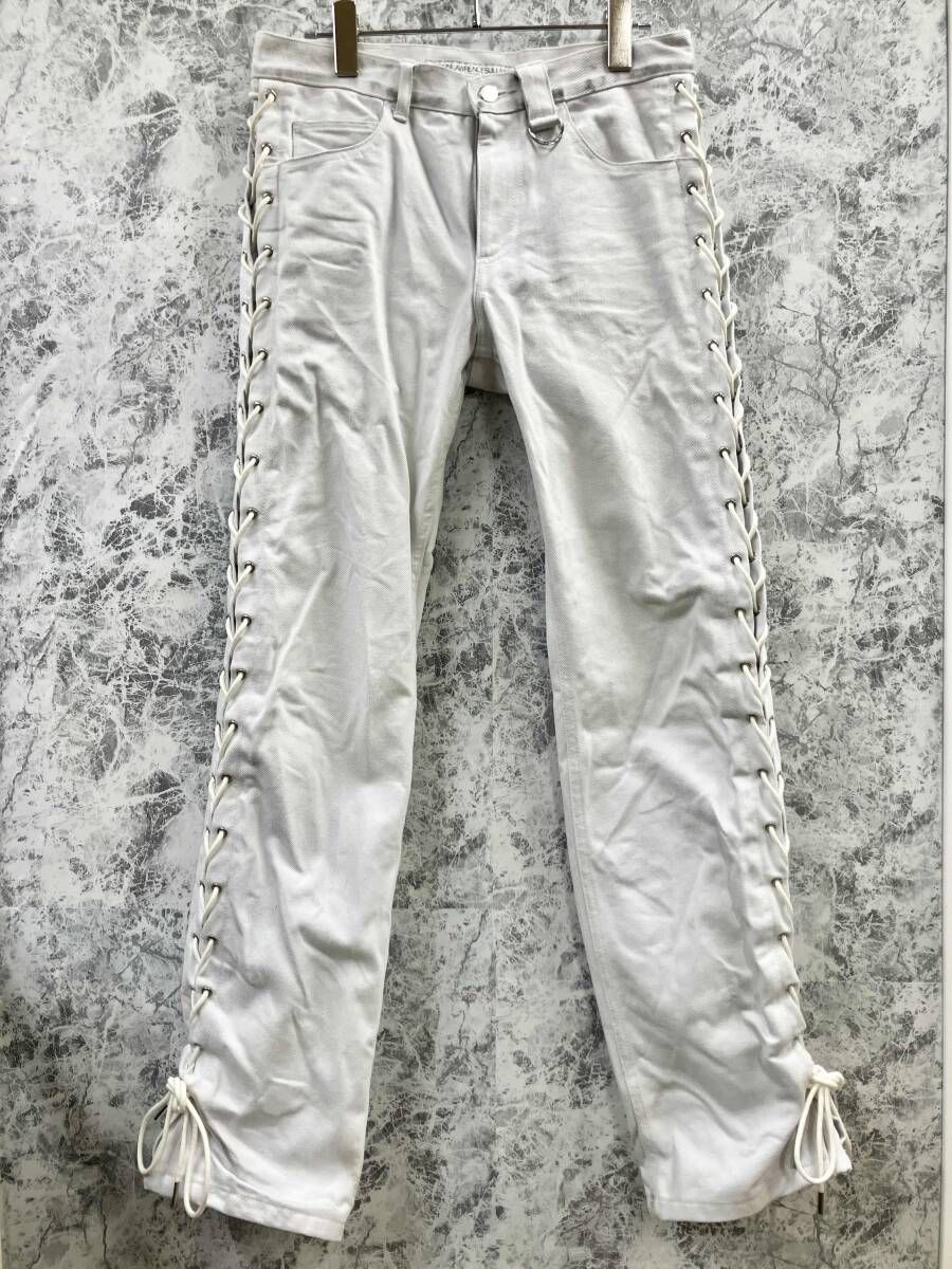 JOHN LAWRENCE SULLIVAN / ジョンローレンスサリバン Rigid Denim Lace-Up Pants 2B020-0323-44 ホワイト サイズ44