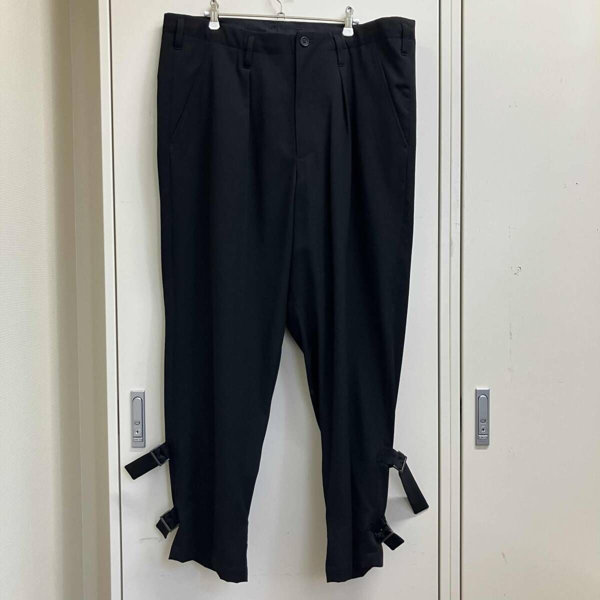 24aw YOHJI YAMAMOTO POUR HOMME MAN’S WOOL GABARDINE HEMBELT PANTS HO-P55-100 サイズ:2 ブラック ヨウジヤマモトプールオム
