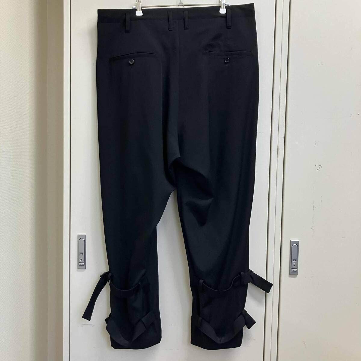 24aw YOHJI YAMAMOTO POUR HOMME MAN’S WOOL GABARDINE HEMBELT PANTS HO-P55-100 サイズ:2 ブラック ヨウジヤマモトプールオム