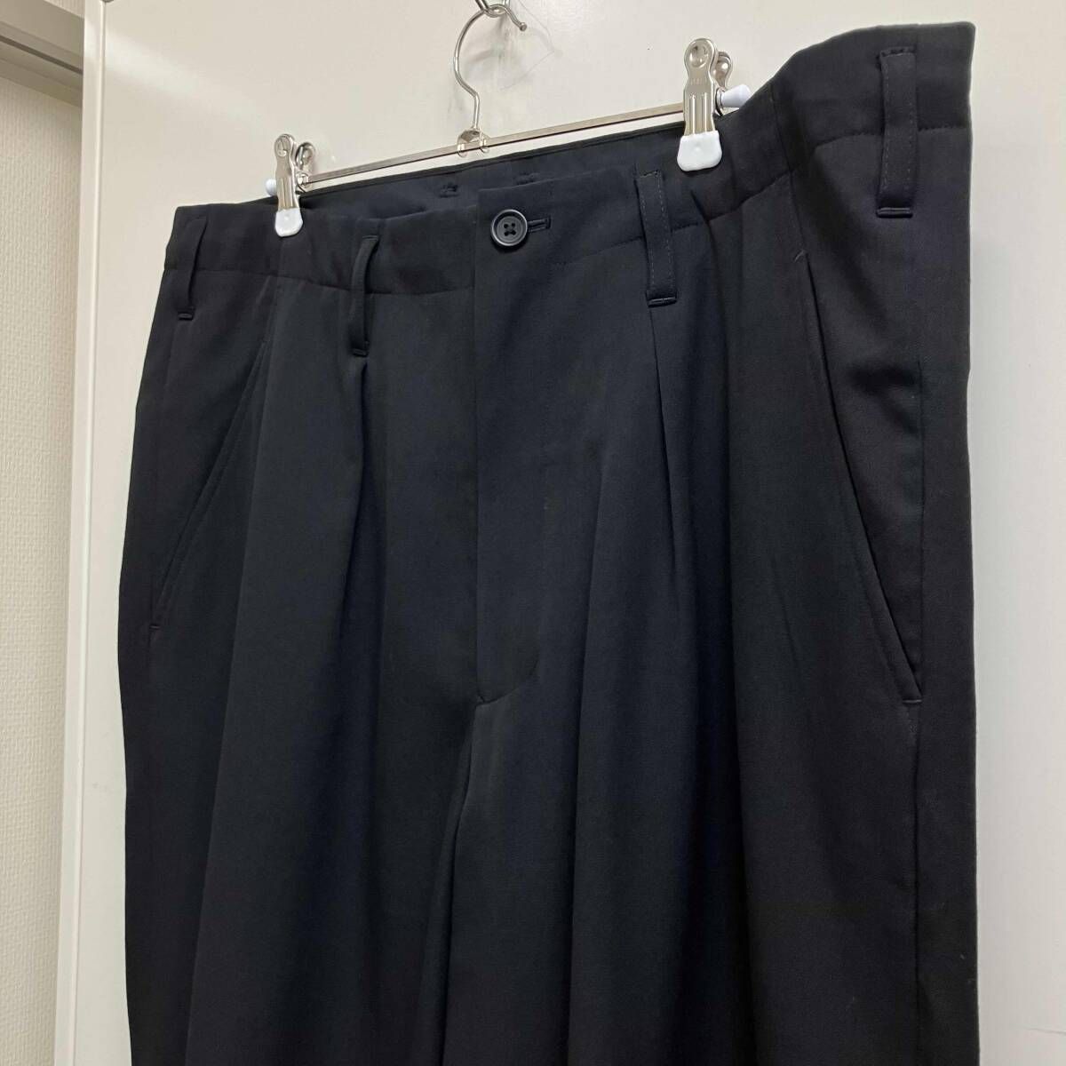 24aw YOHJI YAMAMOTO POUR HOMME MAN’S WOOL GABARDINE HEMBELT PANTS HO-P55-100 サイズ:2 ブラック ヨウジヤマモトプールオム