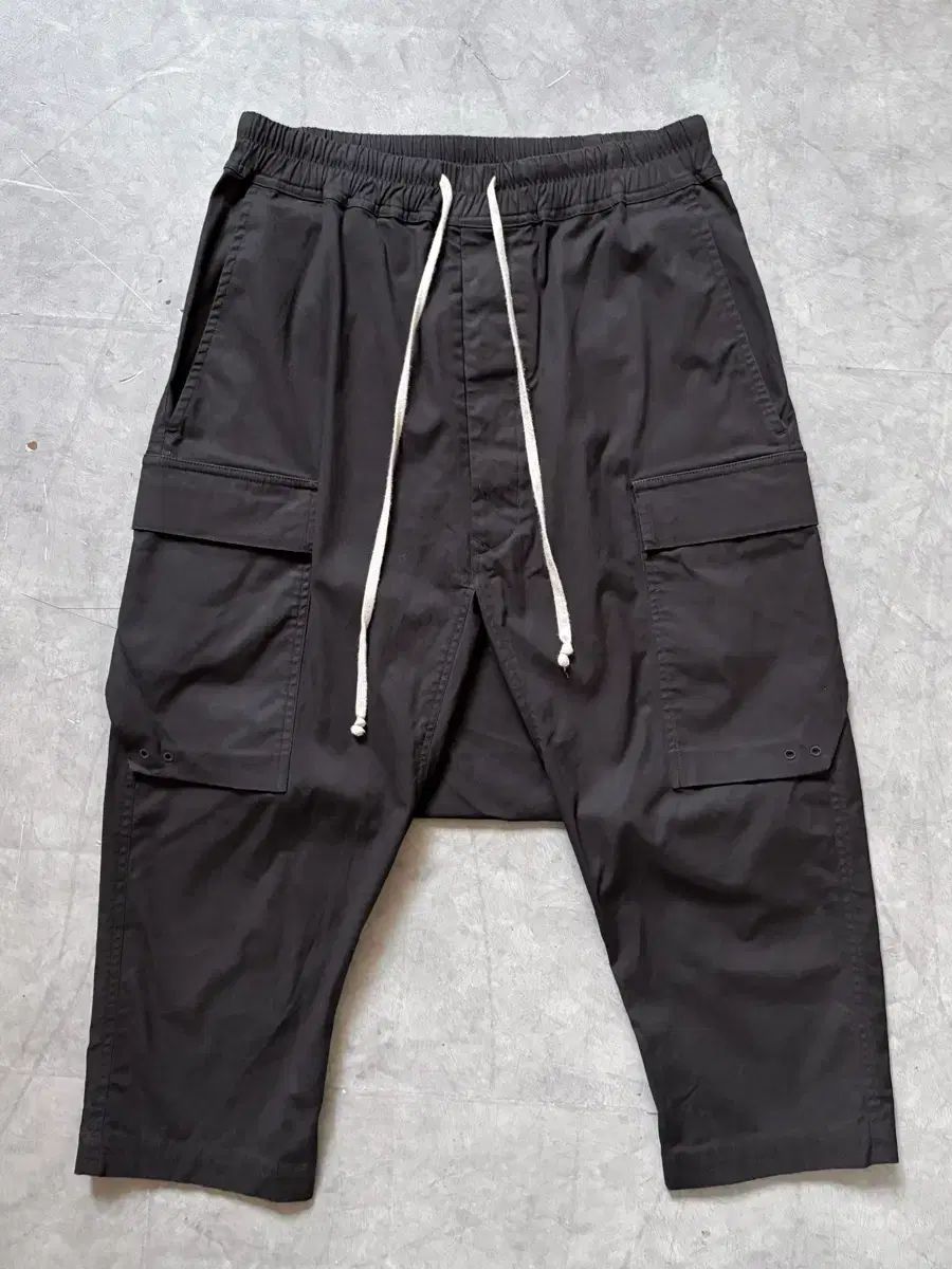 RICK OWENS リックオウエンス 17SS ブラック シャーリング クロップド カーゴ パンツ