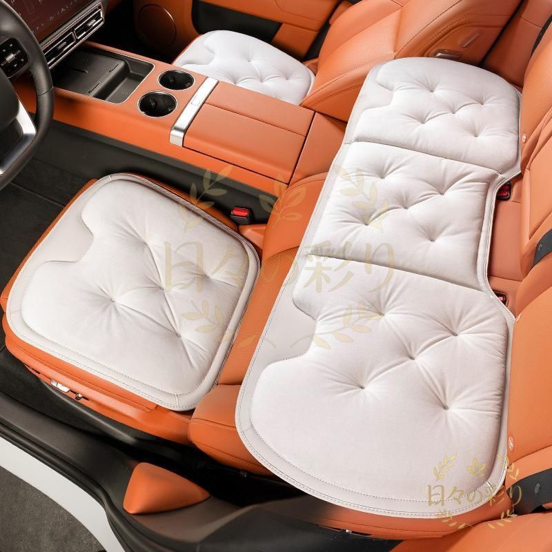 【新品】汎用 ホワイト車用 前座席用2枚+後部座席用1枚 シートクッション 座布団 シートカバー フランネルの表面 冬の座布団 滑り止めv102tb