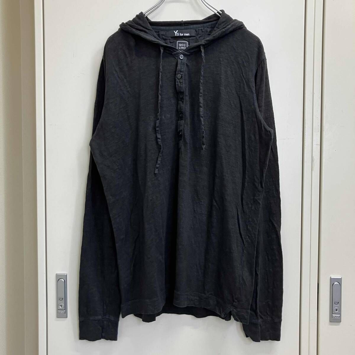 25ss Y's for men MAN’S × 120% LINO HENLEY HOODIE LONG SLEEVE T MP-T49-385 サイズ:4 ブラック ワイズフォーメン
