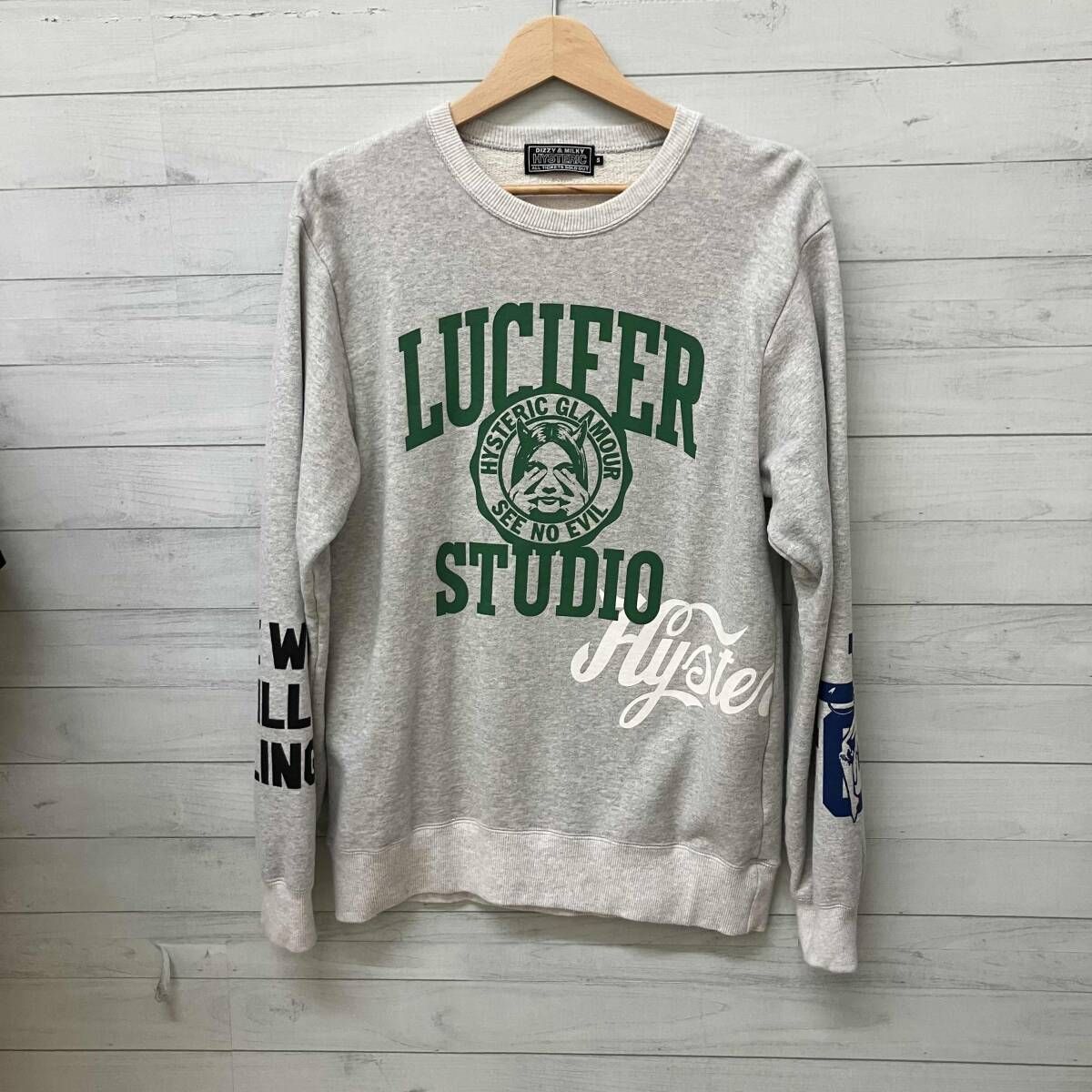 HYSTERIC GLAMOUR ヒステリックグラマー 長袖シャツ LUCIFER STUDIO スウェット 02253CS02 25AW メンズ Sサイズ グレー