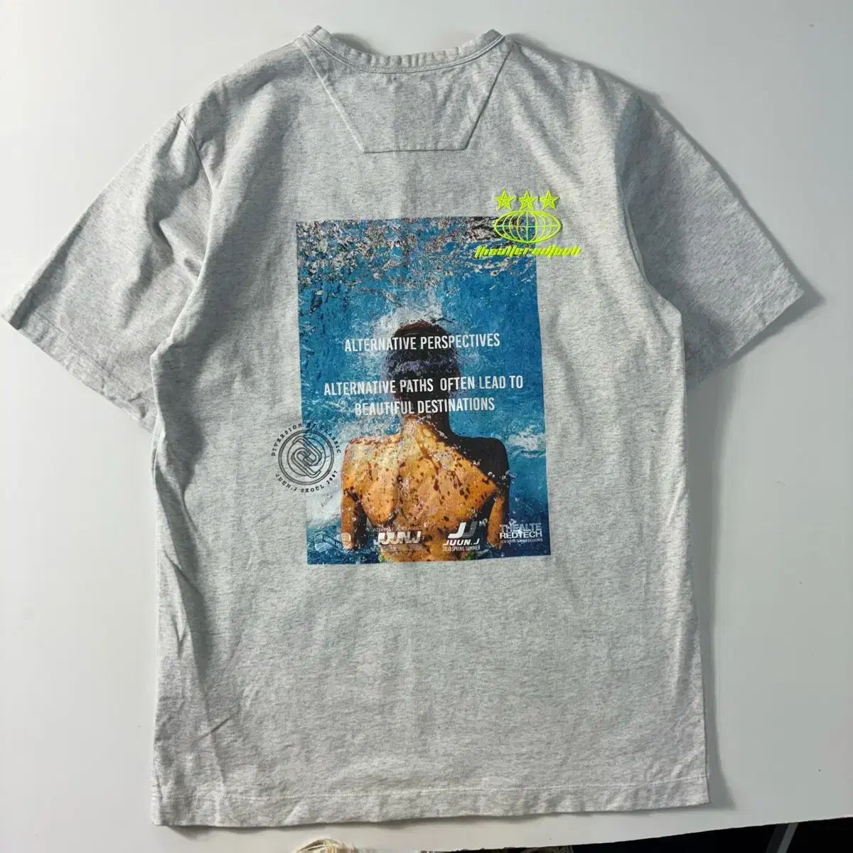 Juun.J ジュンジェイ 刺繍 グレー バックプリント 半袖Tシャツ 10,872円