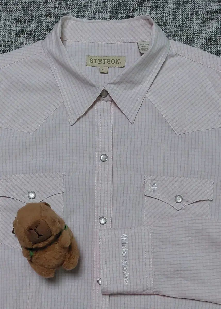 M STETSON ス terbatas レディース ピンク ギンガムチェック ウェスタン シャツ