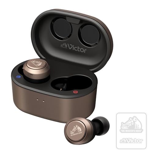 JVCケンウッド Victor HA-FX150T-NA ワイヤレスイヤホン Bluetooth ノイズキャンセリング ブロンズ 外音取り込み 最大21h再生 防水 マイク付き 軽量 アプリ連携 ステッカー付属e