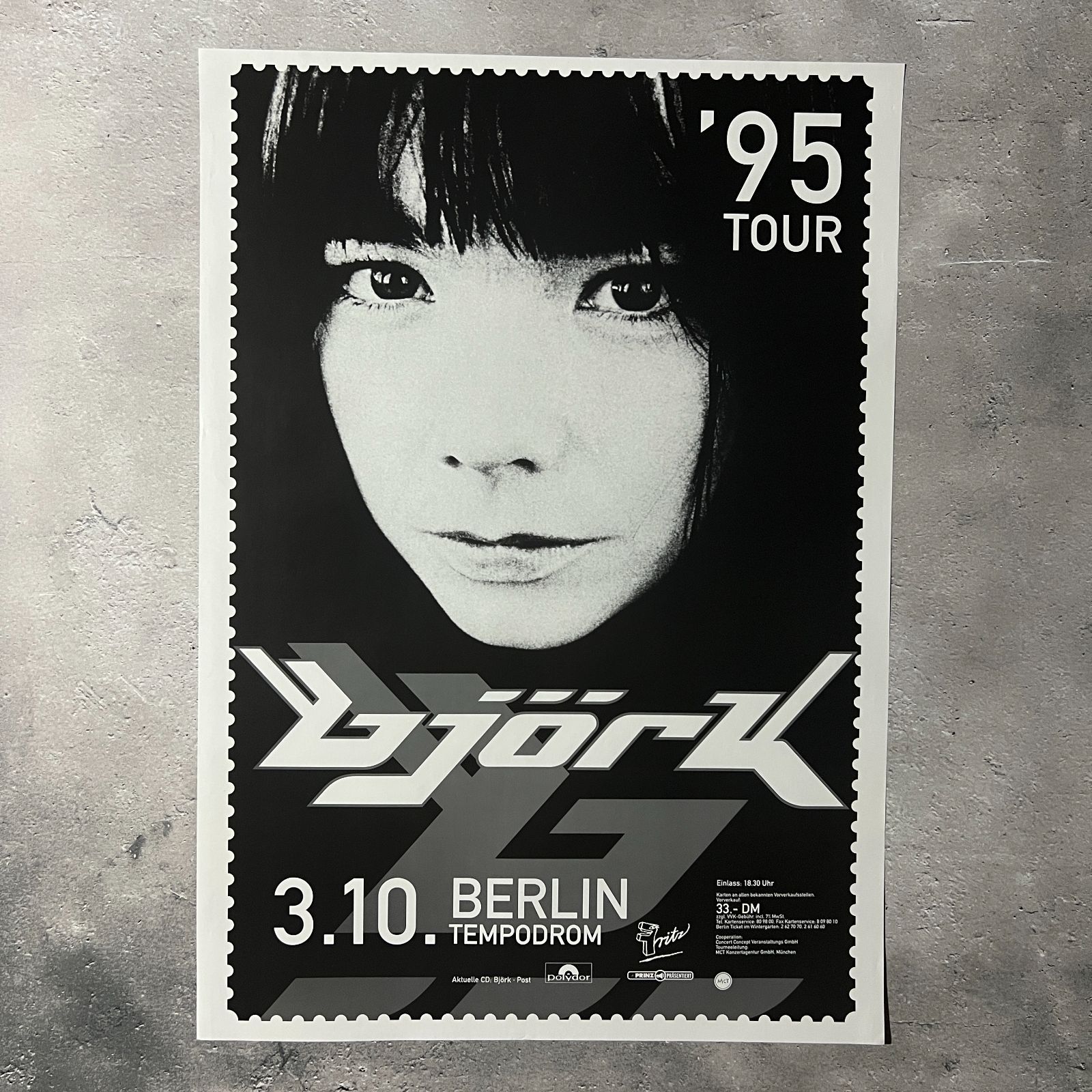 音楽｜Björk｜’95 Tour｜ベルリン公演告知ポスター｜1995｜Tempodrom｜Post｜ビョーク