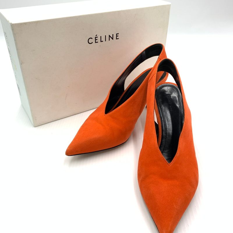 【中古品】 CELINE セリーヌ V NECK PUMP 70 ブイ ネック パンプス 靴 シューズ 【157-260801-ko-11-tei】