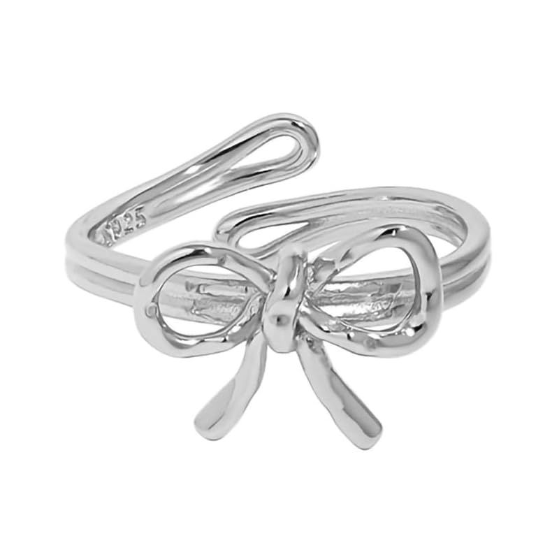 [gulamu jewelry] グラムジュエリー リボンリング 指輪 レディース フリーサイズ 蝶々結びリング シンプル シルバー925 金属アレルギー 誕生日 プレゼント女性 人気 彼女 プラチナ 0
