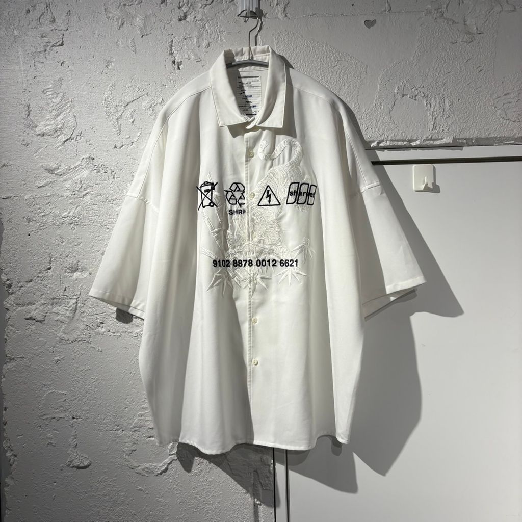 SHAREEF シャリーフ STUDIOUS別注 Embroidered Short Sleeve Shirt エステルシャツ 22313713 ホワイト Size:2【表参道B08】 7,392円