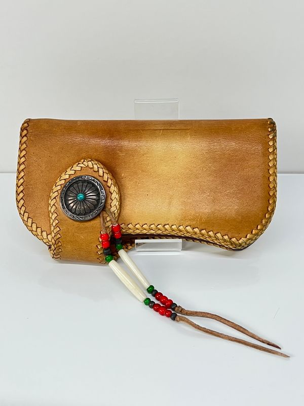 【中古品】 SAAD サード LEATHER BIKER WALLET レザーバイカーズウォレット 二つ折り長財布 ビーズカスタム コンチョ付き 【200-260801-kk-36-hon】