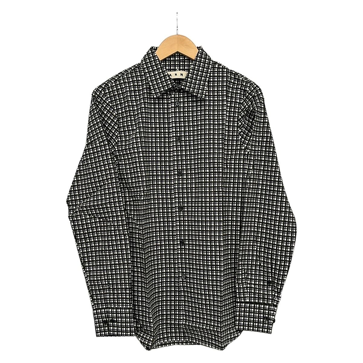 MARNI(マルニ) 長袖シャツ サイズ48 M メンズ - 白×黒×ダークブラウン チェック柄