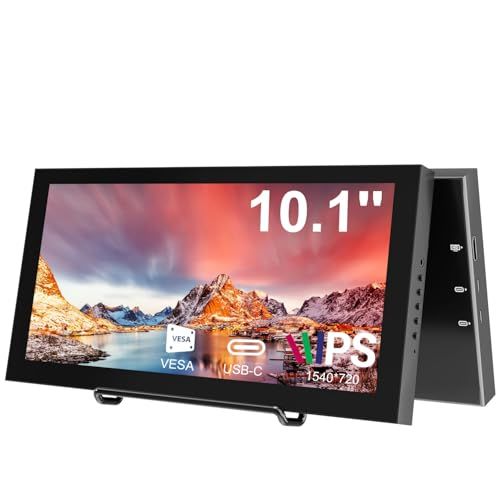 10.1インチ セカンダリモニター、IPS ストレッチバー LCD トラベルディスプレイ 1540*720 HDMI USB-C、ミニモバイルモニター 金属素材 ノートパソコン用 Windows Aida64 GPU CPU RAM モニタリング、内蔵送料無料