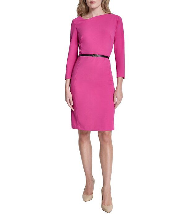 ダナキャラン レディース トップス ワンピース クレープ アシンメトリー スキューバ DKNY by Donna Karan Scuba Crepe Asymmetrical Neck 34 Slee
