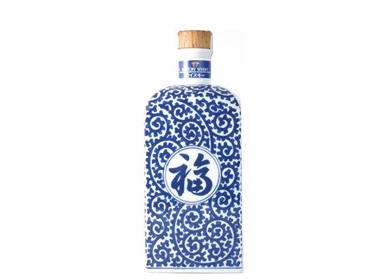 山崎12年 有田焼 染付蛸唐草「福」文角瓶