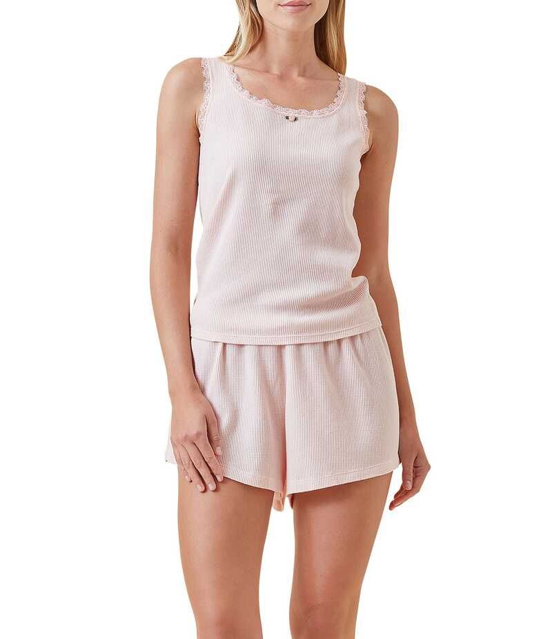 パピネール レディース アンダーウェア ナイトウェア ノースリーブ コットン ニット Papinelle Waffle Knit Sleeveless Shorty Cotton Shorty Paj