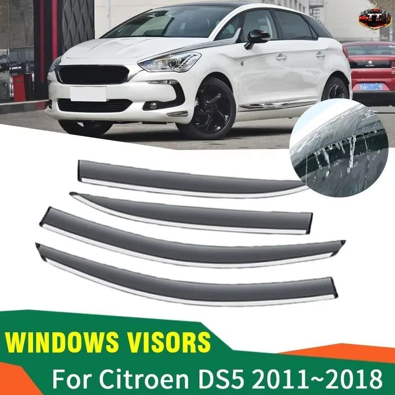 シトロエン DS5 CS 5 2011-2018 用 4 個入りカーディフレクター 4X カーウィンドウバイザー レインアイブロウガード ウィンドスモークウィ