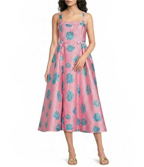 リリーピュリッツァー レディース トップス ワンピース ミディ ノースリーブ Lilly Pulitzerissy Jungle Flower Brocade Square Neck Sleevele