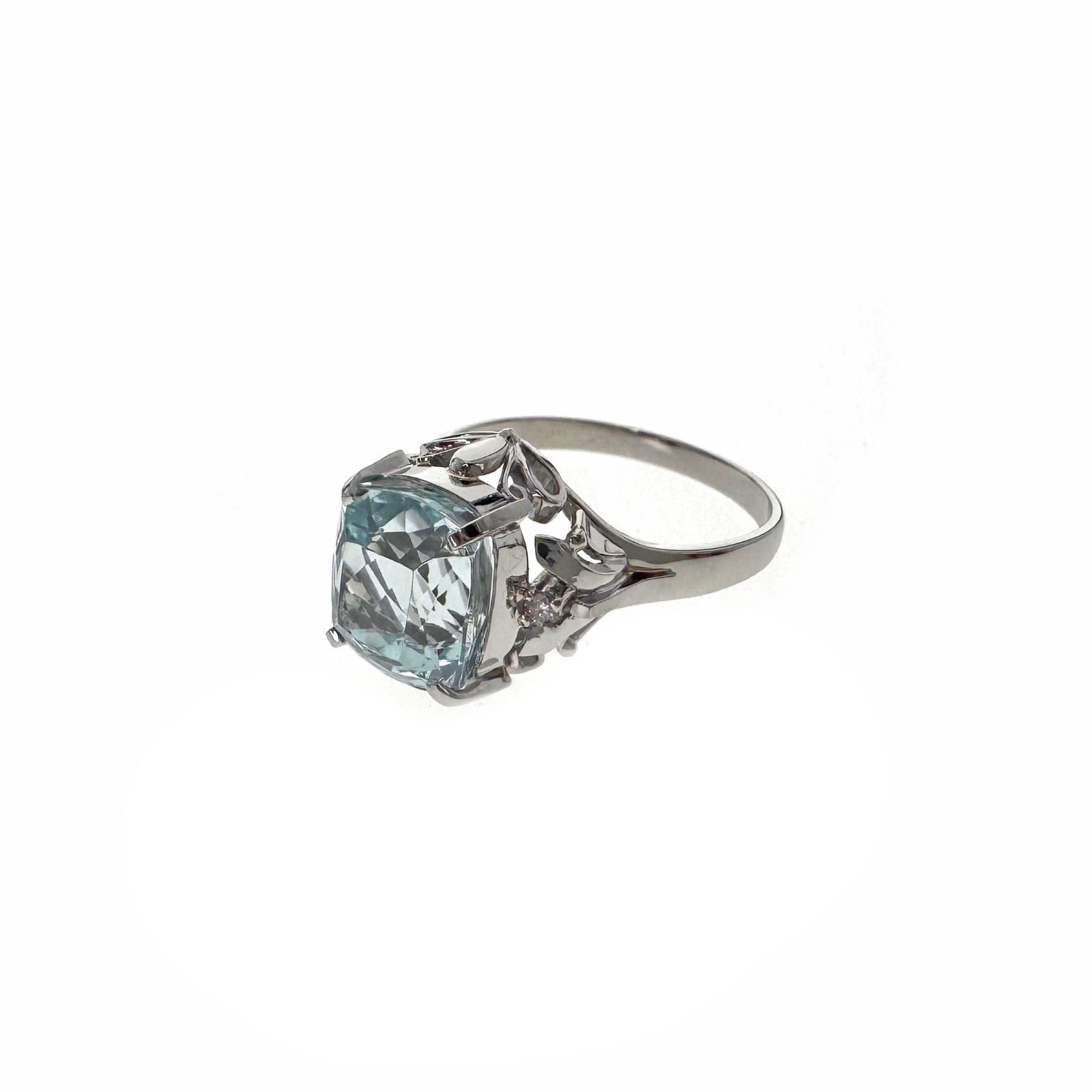 【中古】Pt900 アクアマリン3.18ct / D0.02ct リング 5g 11号 プラチナ ダイヤモンド アクセサリー