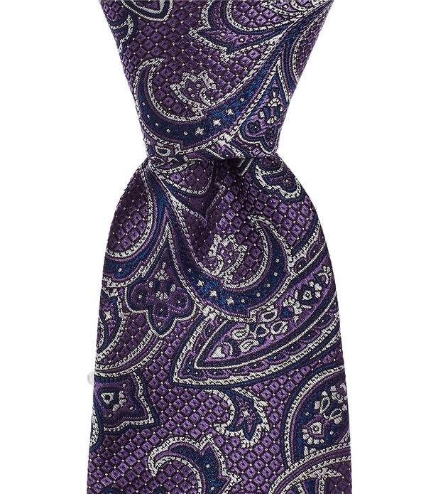 ヒッキーフリーマン メンズ アクセサリー ネクタイ プリント シルク Hickey Freeman Persian Paisley Print 3 14 Silk Tie Purple パープル