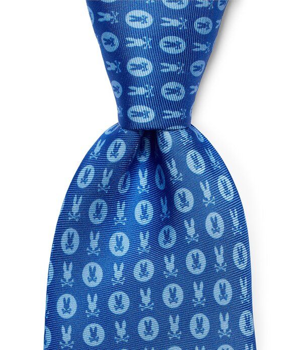 サイコバニー メンズ アクセサリー ネクタイ プリント シルク Psycho Bunny TwoWay Bunny Print 3 14 Traditional Silk Tie Blue ブルー 15,000円