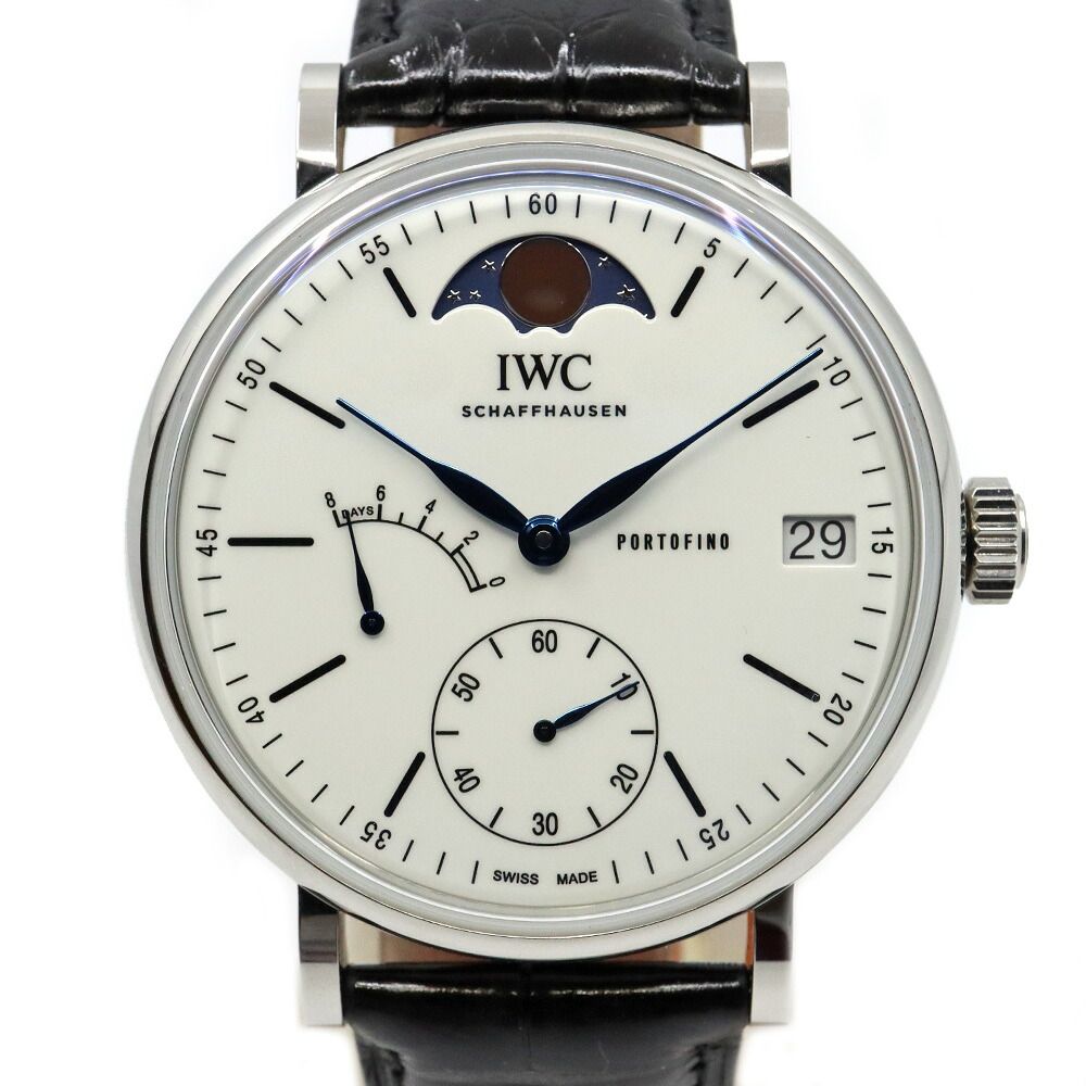 【栄】IWCインターナショナルウォッチカンパニー ポートフィノ ハンドワインド ムーンフェイズ 150周年記念 ホワイト 腕時計 350本限定 SS レザー 手巻き メンズ 723,800円