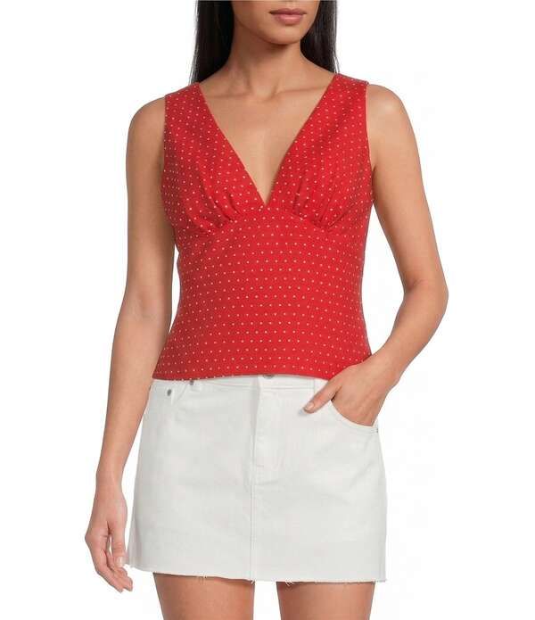 ジャンビニ レディース トップス シャツ Vネック ノースリーブ リネン Gianni Bini Megan VNeck Sleeveless Linen Coordinating Tank Mini