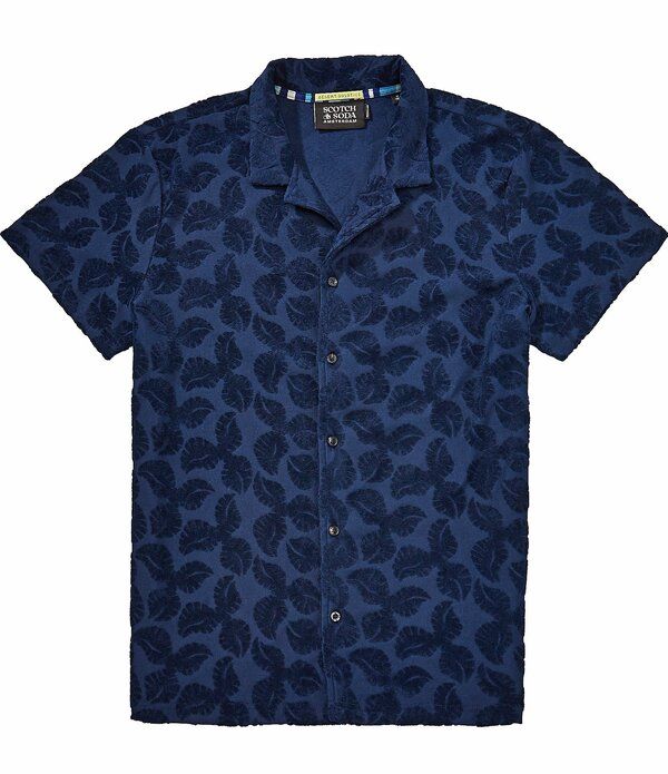スコッチアンドソーダ メンズ トップス シャツ パイル Scotch Soda Terry Jacquard Short Sleeve Woven Shirt Pageant Blue ブルー