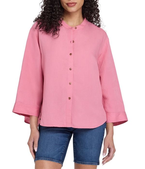 エヌワイディージェイ レディース トップス シャツ ブラウス NYDJ Maggie Woven Band Collar 34 Sleeve Oversized Blouse Desert Rose