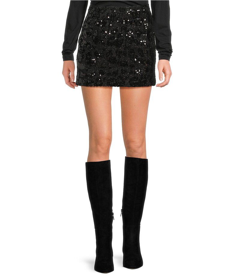 イロ レディース ボトムスカート ミニ スパンコール IROpina Sequin Mini Skirt Black Sequins ブラック