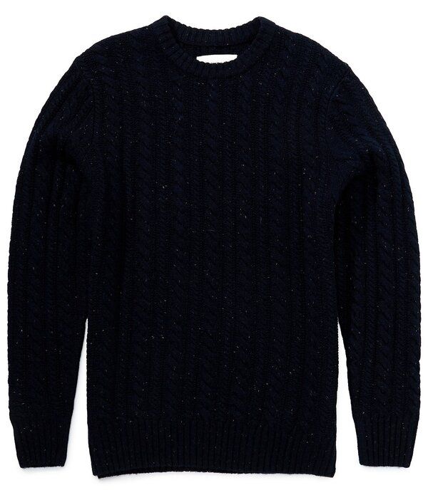 ノーマルブランド メンズ アウター ニット・セーター The Normal Brand Kennedy Cable Crew Sweater Navy ネイビー