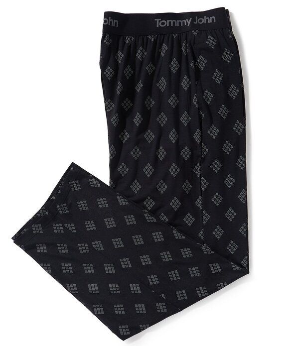 トミージョン メンズ トップス シャツ パンツ Tommy John Second Skin Check Pattern Sleepants Black Beauty ブラック