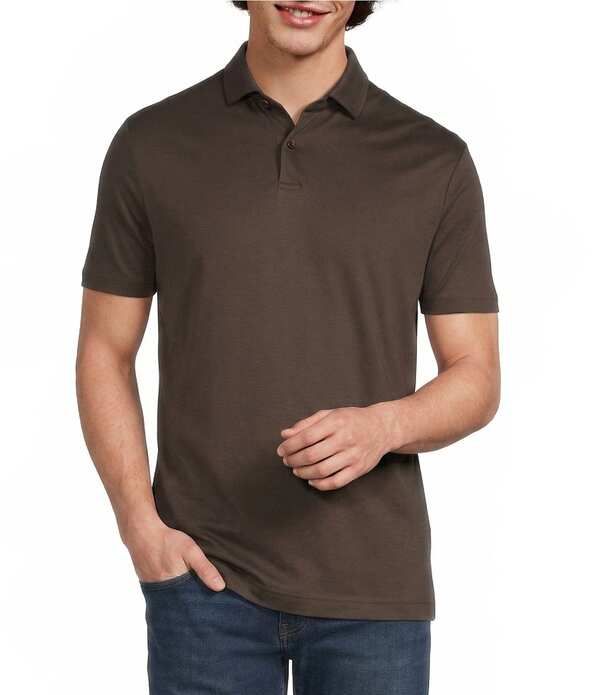 ムラノ メンズ トップス シャツ スリムフィットール Murano Big Talliquid Luxury Slim Fit Solid Interlock Short Sleeve Polo Sh