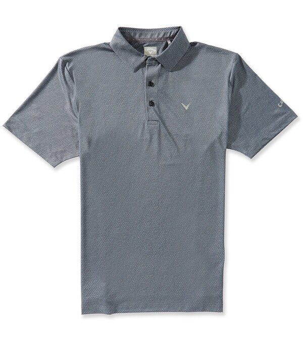 キャラウェイ メンズ トップス シャツ プリント Callaway Short Sleeve Heather Geo Print Golf Polo Shirt Caviar ヘザー