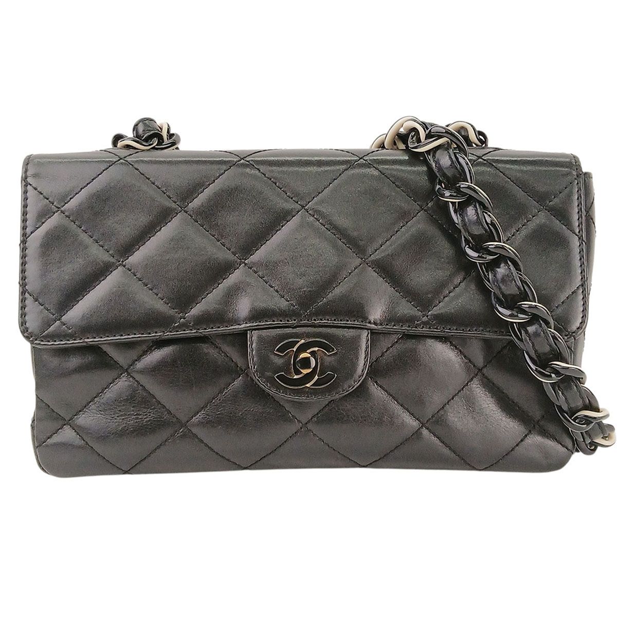 CHANEL シャネル マトラッセ プラスチック チェーンショルダーバッグ 6番台 ショルダーバッグ A15269 レディース ラムスキン ブラック 中古