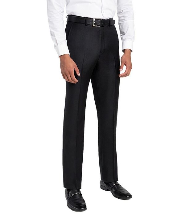 サントレッリ メンズ ボトムス カジュアルパンツ Santorelli Loro PianaR Modern Fit Flat Front Dress Pants Black ブラック