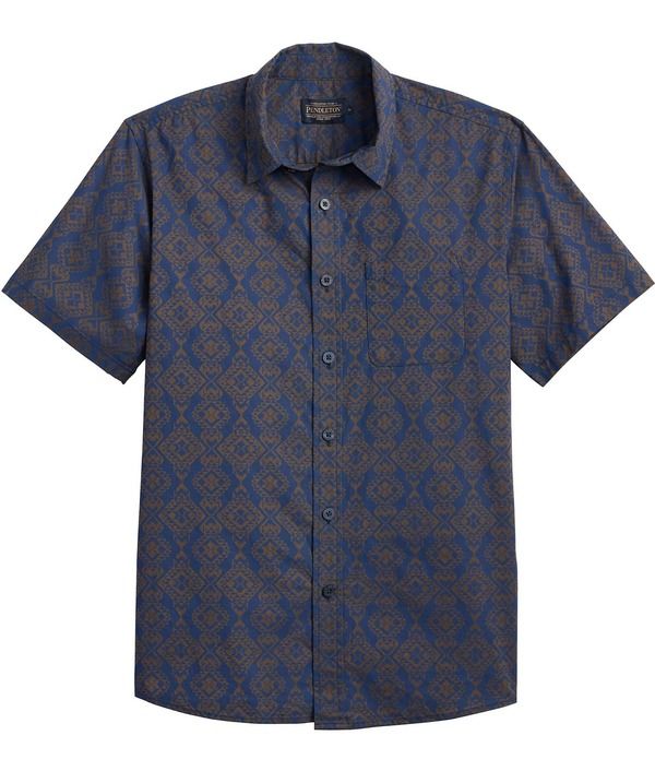 ペンドルトン メンズ トップス シャツ Pendleton Shoreline Short Sleeve Woven Shirt Echo Bay Navy ネイビー
