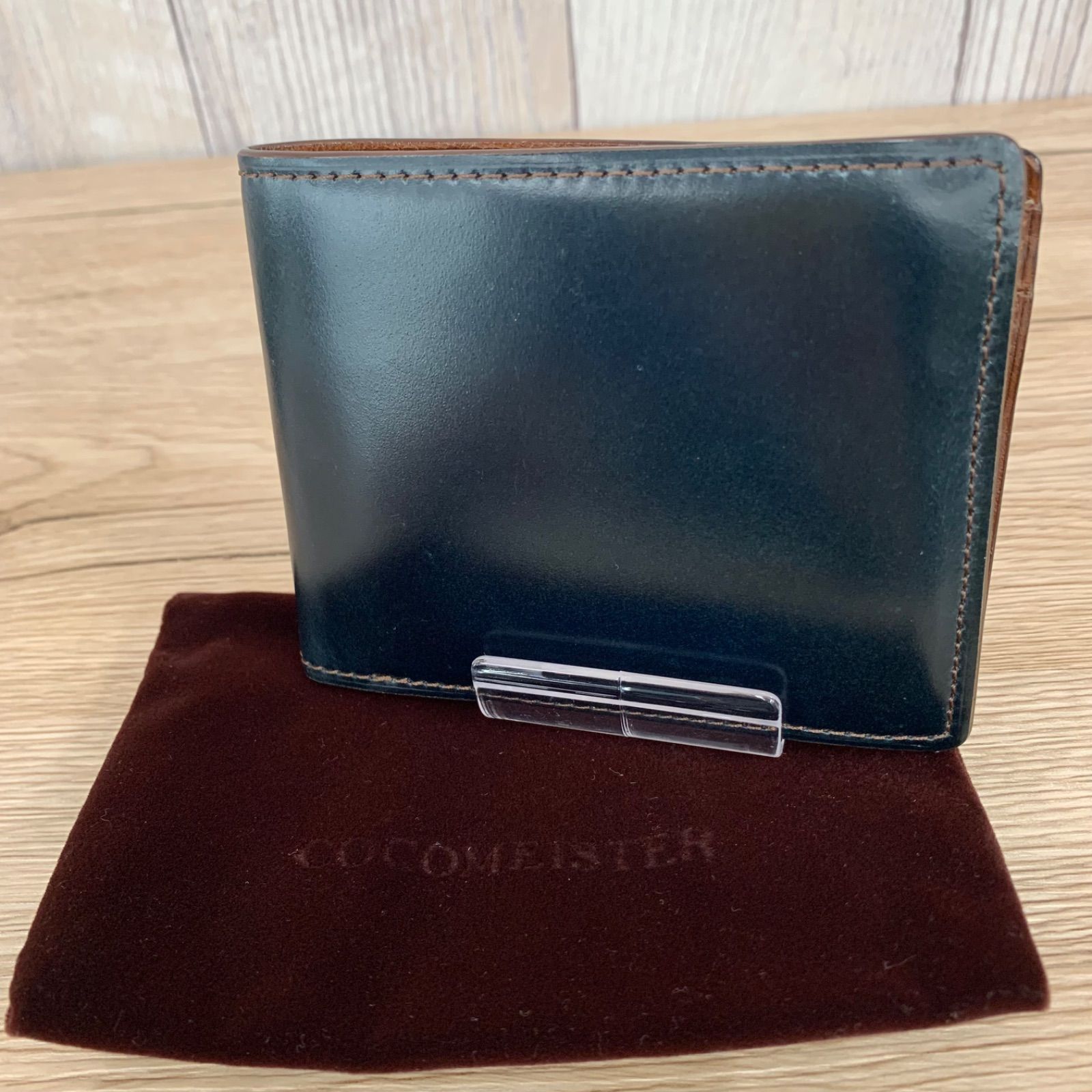 美品 保存袋付き COCOMEISTER ココマイスターコードバン 折り財布 二つ折り財布 平塚店 衣料品 ㉓