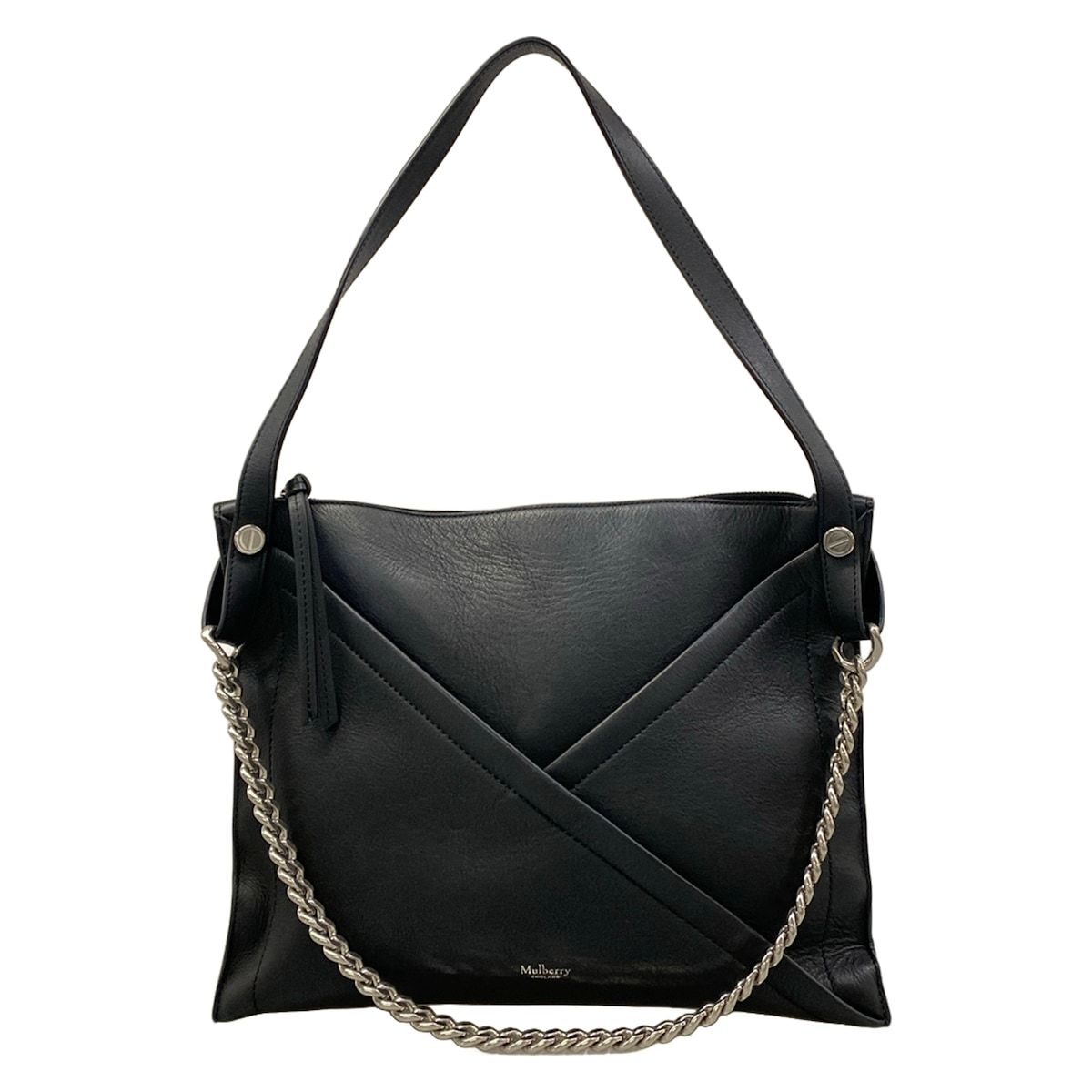MULBERRY(マルベリー) ショルダーバッグ M ジップド 黒 チェーンショルダー レザー