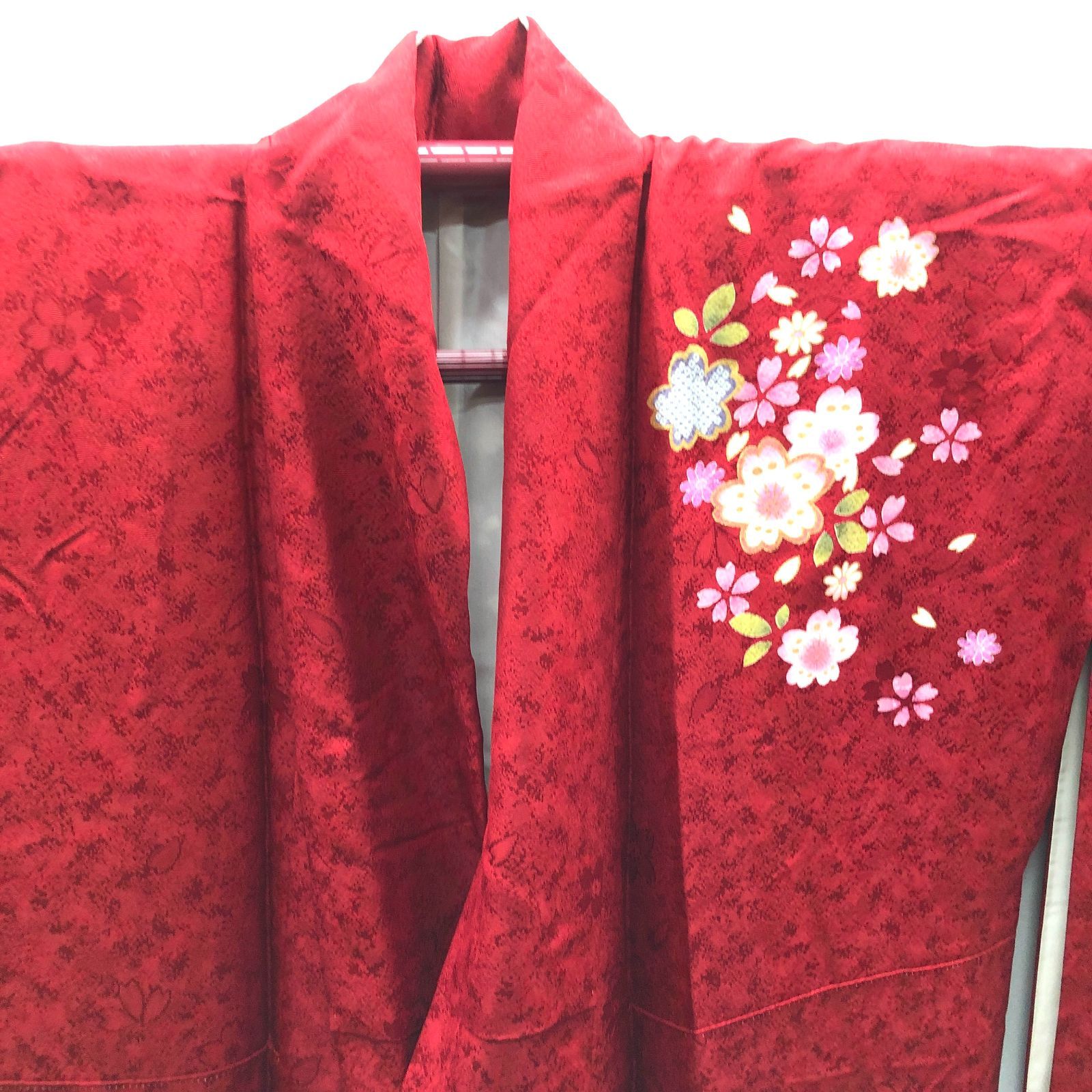 京都きもの友前 振袖 赤 紅 桜柄 和装 ソフトガード加工 SGKY26-1827