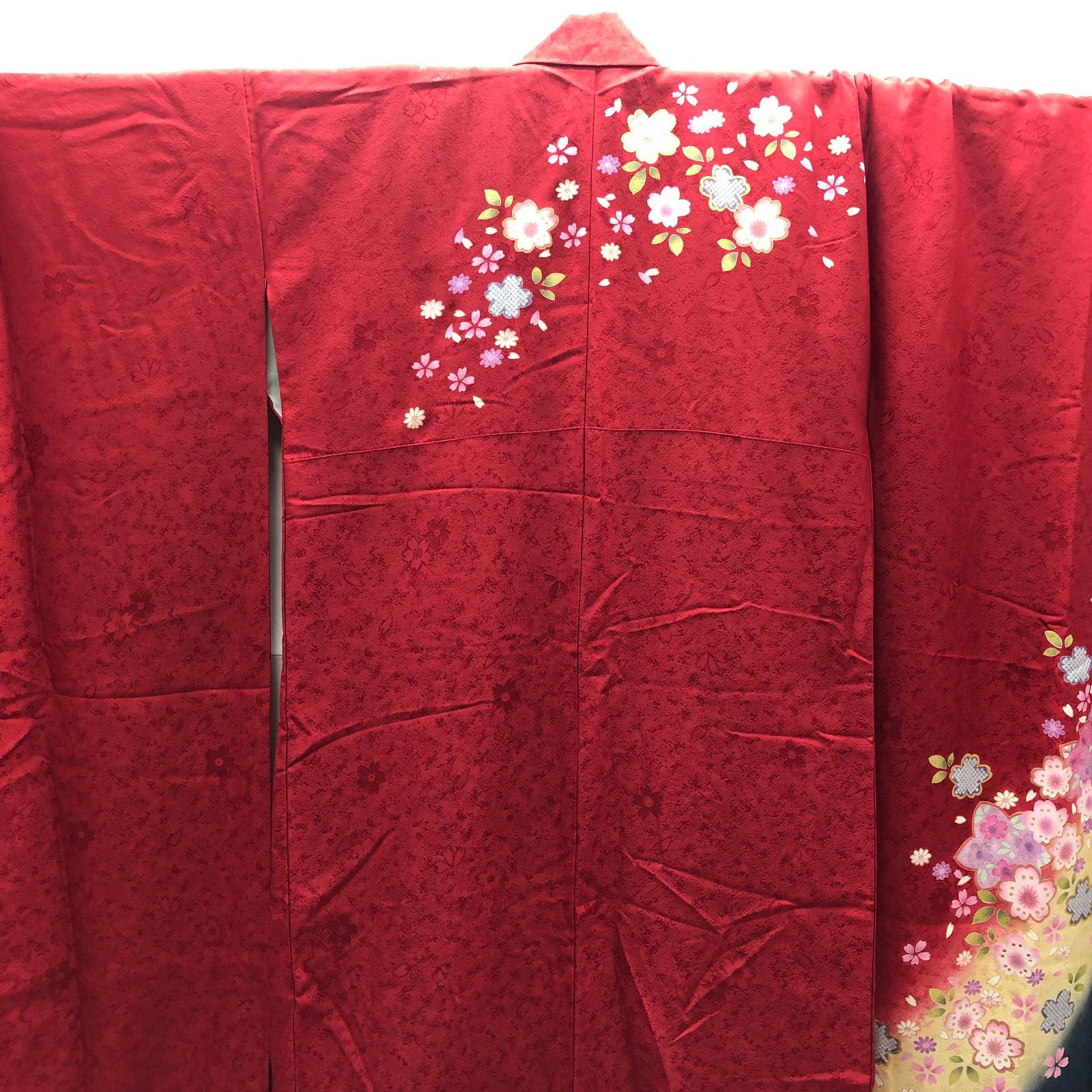 京都きもの友前 振袖 赤 紅 桜柄 和装 ソフトガード加工 SGKY26-1827