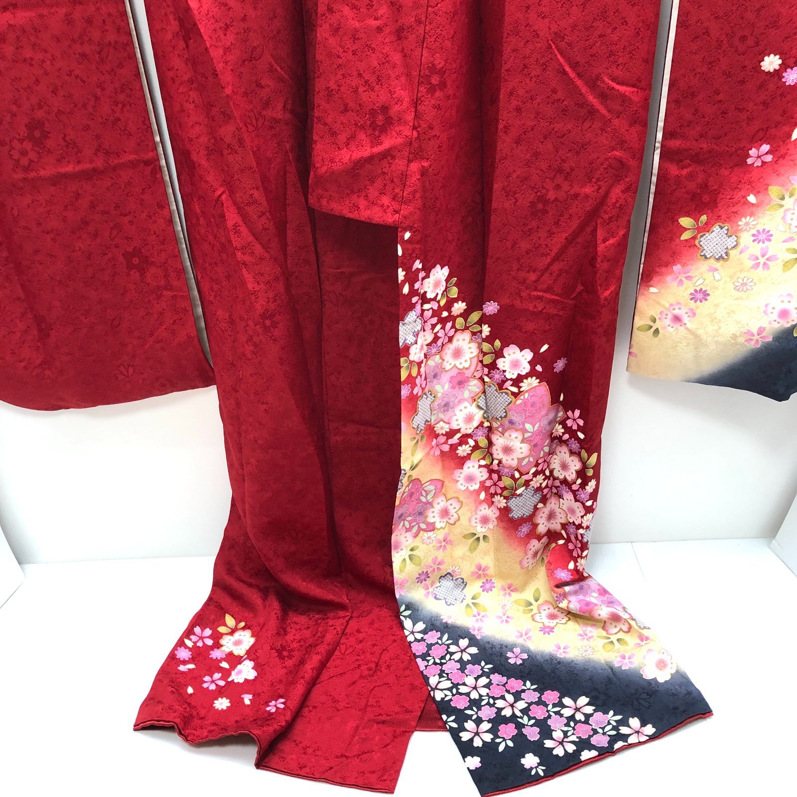 京都きもの友前 振袖 赤 紅 桜柄 和装 ソフトガード加工 SGKY26-1827