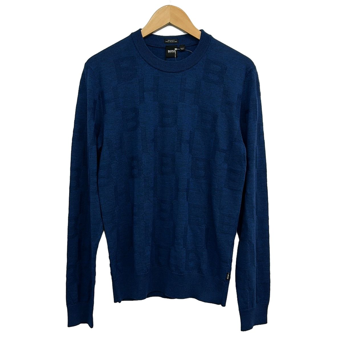 HUGOBOSS(ヒューゴボス) 長袖セーター サイズS美品 - ブルー 英字モノグラム ウール 8,175円